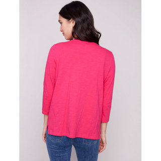 Cotton Knit 3/4-Sleeve Top