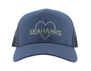 Kourtney Trucker Hat with Crystal "Seahawks" Heart
