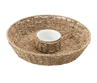 Chip & Dip Seagrass Bowl DF4004 - dolly mama boutique