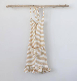 Striped Yellow Cotton Apron - dolly mama boutique