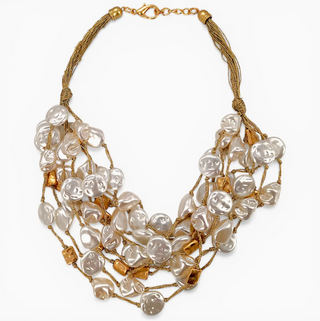 Coastal Chunky Coin Pearl Necklace