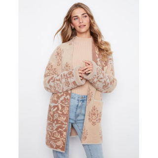 Plush Floral Cardigan with Pockets