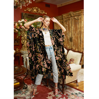 Velvet Holiday Kimono - dolly mama boutique