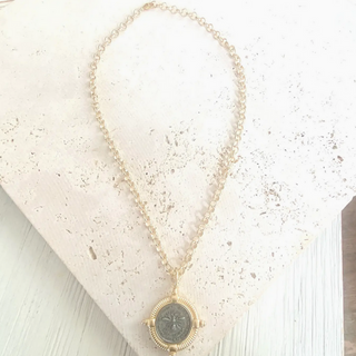 French Bee Coin Necklace - dolly mama boutique