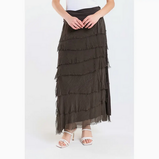Elisa Long Silk Ruffle Skirt - dolly mama boutique