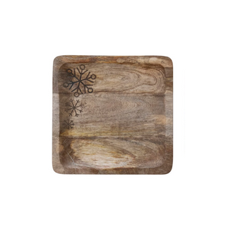 Wood Etched Snowflake Tray - dolly mama boutique