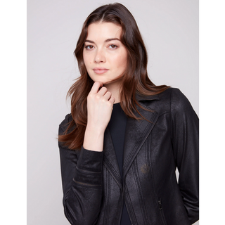 Faux Suede Jacket with Zippers