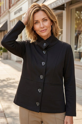 Habitat Luxe Ponte City Jacket in Black, front view