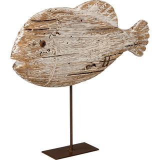 Rustic wooden fish on stand