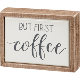 But First Coffee mini wooden box sign by Primitives by Kathy