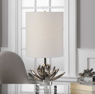 Silver Lotus Lamp 29256 - dolly mama boutique
