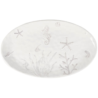 Embossed Beach Platter, white dolomite serving platter with embossed sea life by Primitives by Kathy