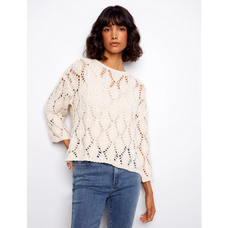 3/4 Sleeve Crochet Sweater - dolly mama boutique