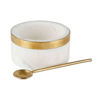 Marble Bowl With Brass Spoon G2744 - dolly mama boutique