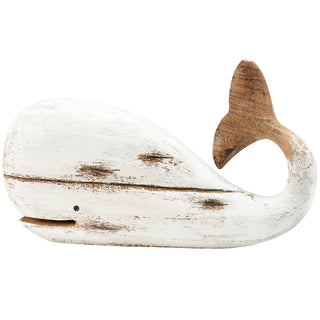 Large white wooden whale sitter by Primitives by Kathy
