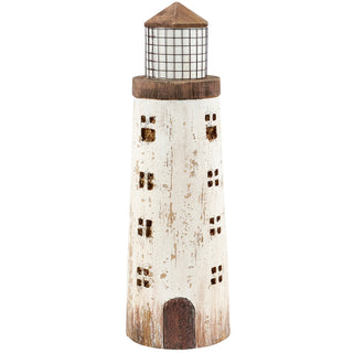 Large rustic white wooden lighthouse by Primitives by Kathy
