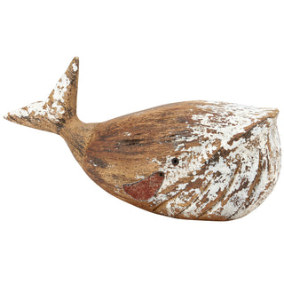 Small white wooden whale sitter by Primitives by Kathy