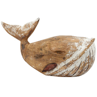 Large wooden whale sitter