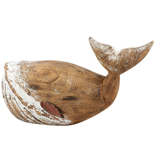 Large wooden whale sitter styled