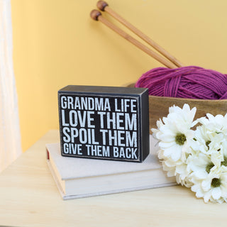 Grandma Life box sign side view