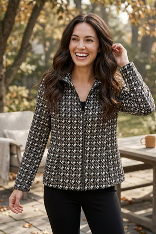 Habitat Luxe Ponte Madison Jacket in Umber Multi houndstooth