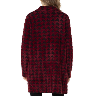 Open-Front Houndstooth Sweater Coat