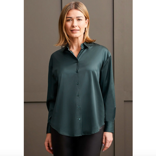 Drop-Shoulder Satin Shirt - dolly mama boutique