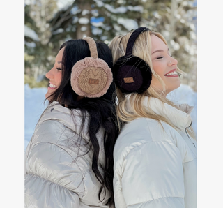 Cable-Knit Faux Fur Earmuff - dolly mama boutique