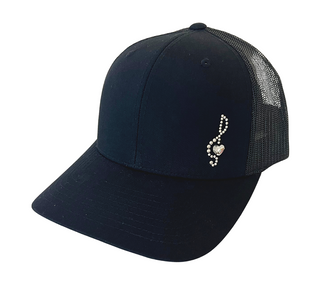 Kourtney Trucker Hat with Crystal Music Note & Crystal Heart