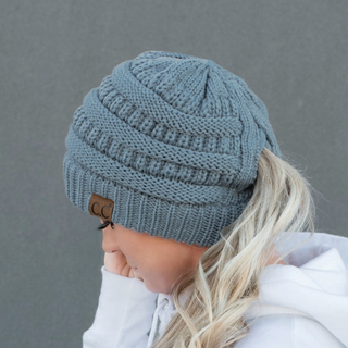 Criss-Cross Ponytail Beanie - dolly mama boutique