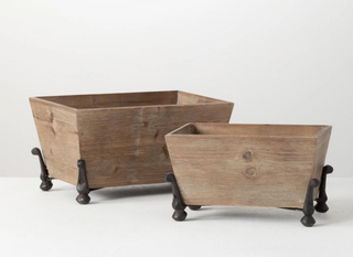 Footed Wooden Planter - dolly mama boutique