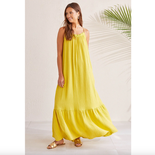 Frilled Maxi Dress - Yellow - dolly mama boutique