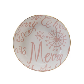 “Merry” Round Stoneware Dish - dolly mama boutique