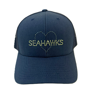 Kourtney Trucker Hat with Crystal "Seahawks" Heart