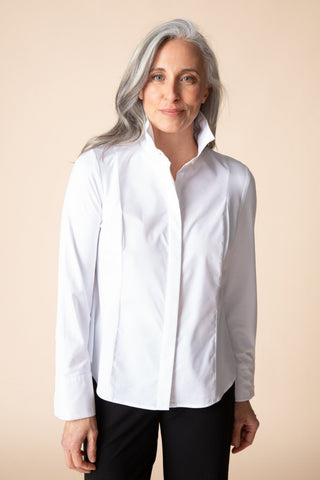 Habitat Knit Mix Shirt in White, styled