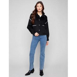 Wool Jacket with Stitch Trim