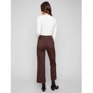 Cropped Wide-Leg Twill Pant