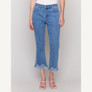 Bottom Fringed Denim Pant