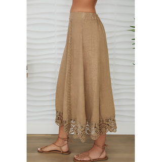 Lace-Hem Linen Skirt