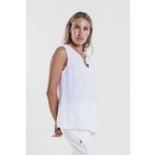 Cora Ring-Detail Linen Tank - dolly mama boutique