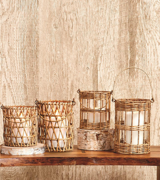 Cane-Weave Lantern LG - dolly mama boutique