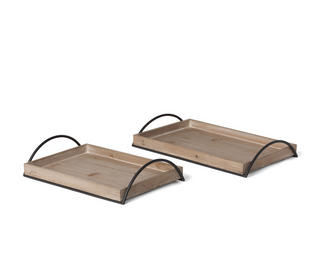 Wood Trays with Iron Handles EAW20186 - dolly mama boutique