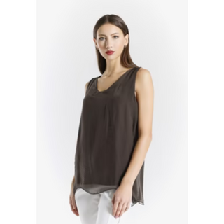Dina Silk V-Neck Tank - dolly mama boutique