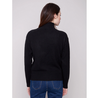 Mock-Neck Sweater with Fancy Buttons - dolly mama boutique