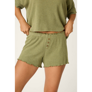 Ruffle-Edge Ribbed Short