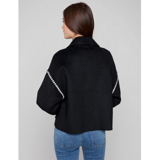 Wool Jacket with Stitch Trim