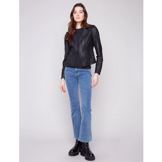 Faux Suede Jacket with Zippers