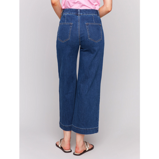 Cropped Flare Leg Front-Pocket Jeans