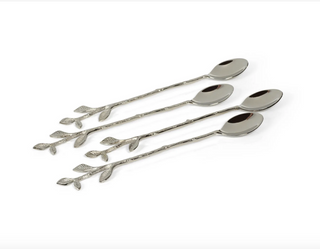 Leaves Cocktail Spoon - Silver - dolly mama boutique