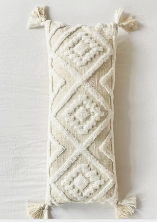 Alabaster Diamond Tufted Lumbar Pillow 14x32